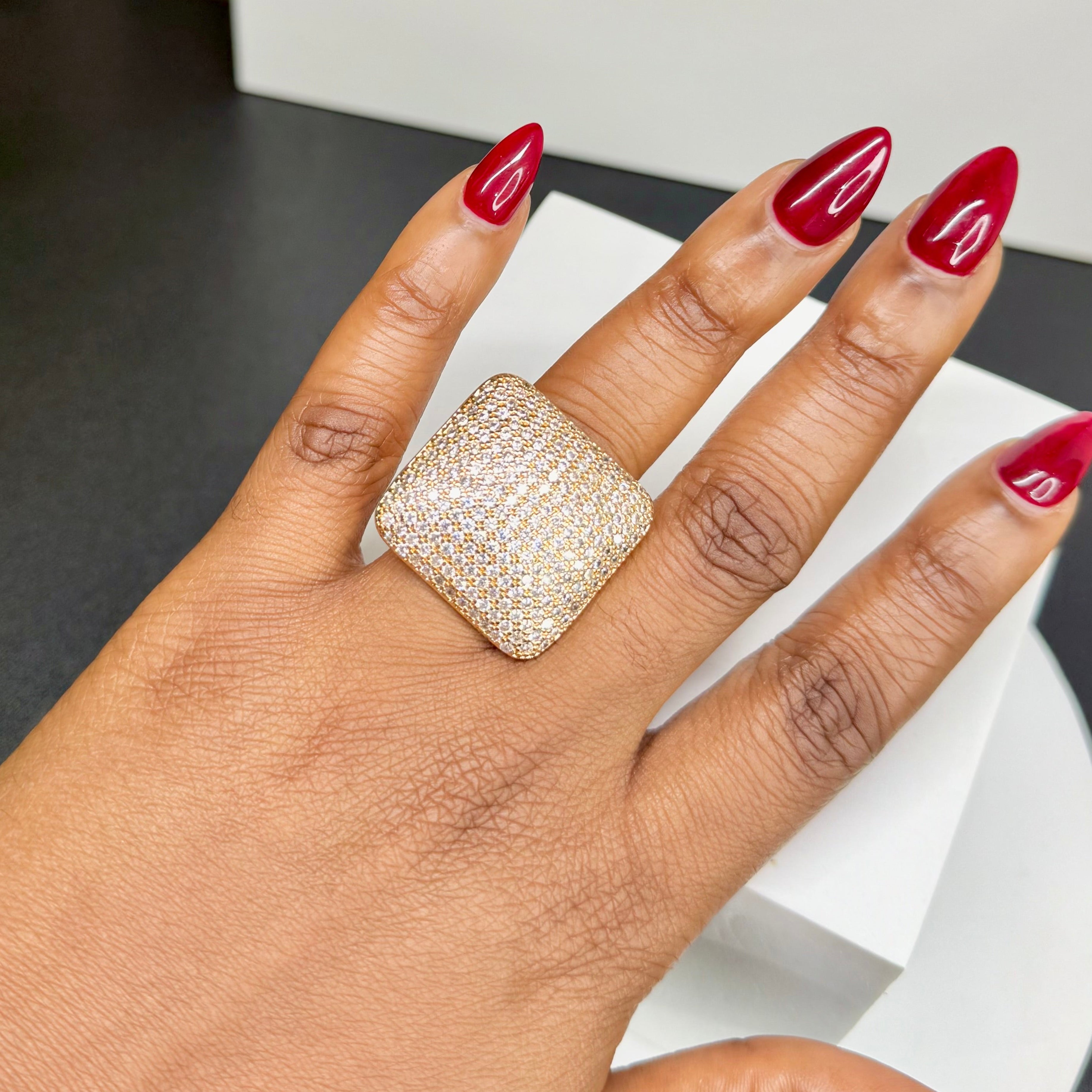 GOLD PILLOW CZ RING