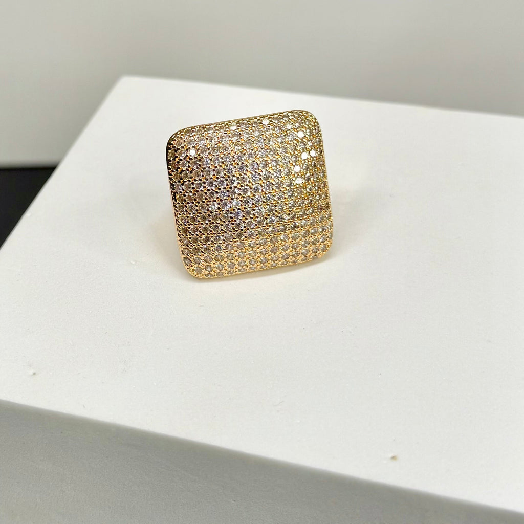 GOLD PILLOW CZ RING