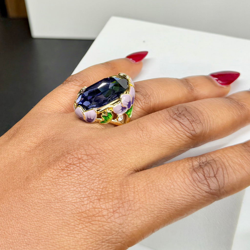 PURPLE GEM FLORAL RING