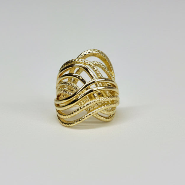 GOLD-PLATED VINE COCKTAIL RING