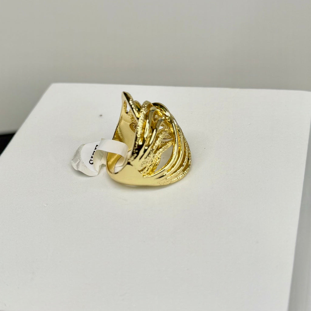 GOLD-PLATED VINE COCKTAIL RING
