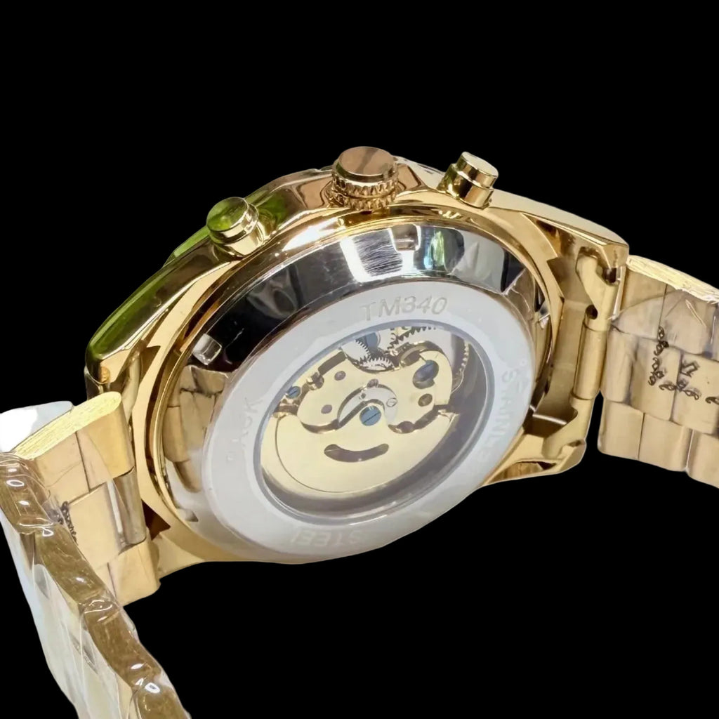 Gold Skeleton Mechanical Wristwatch