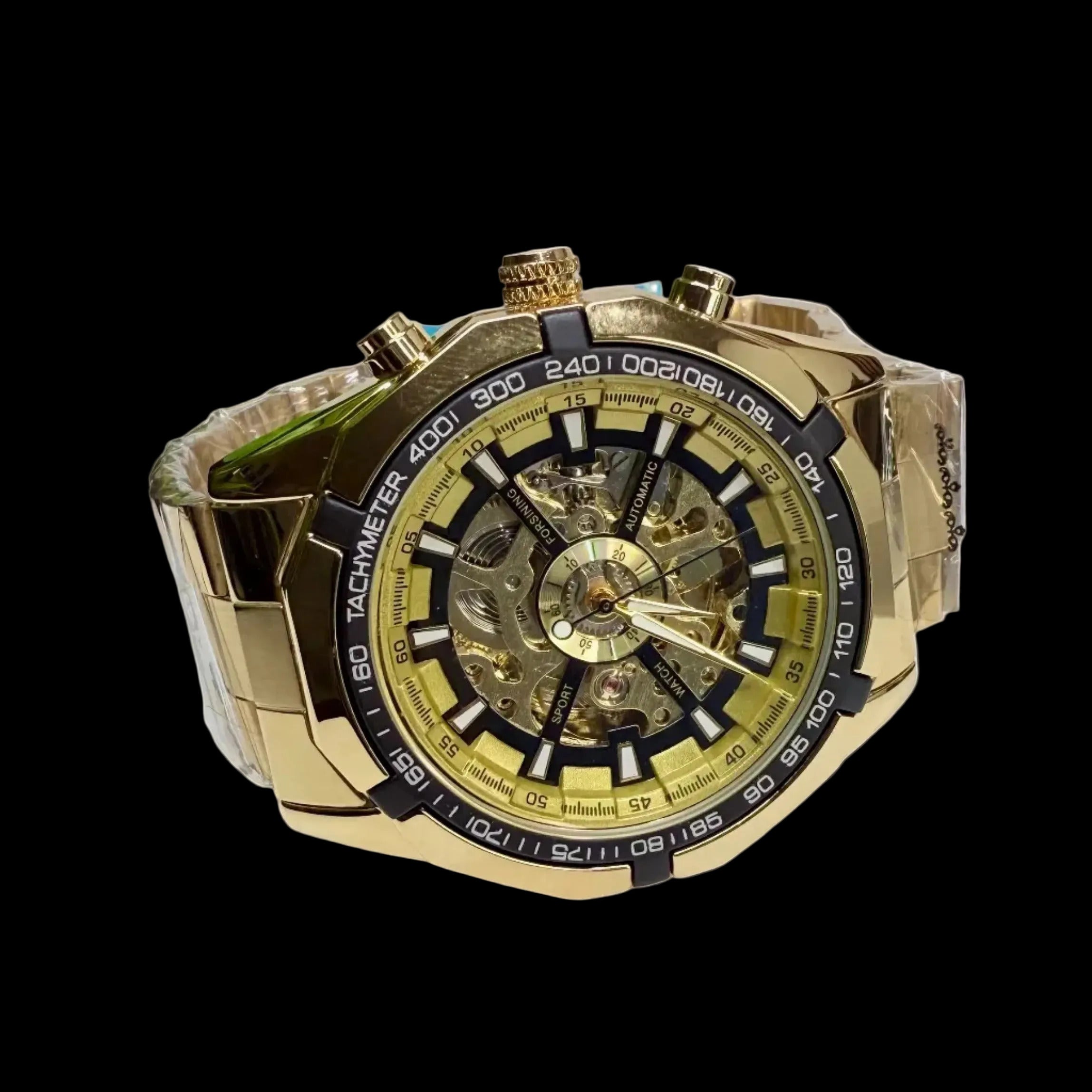 Gold Skeleton Mechanical Wristwatch