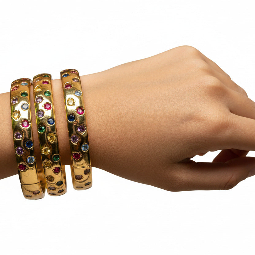 Gemstone Gold Bangle