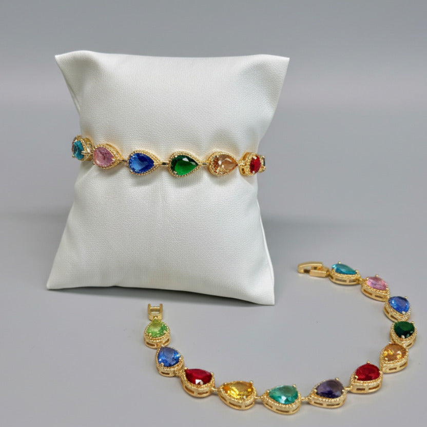 Multi-color Teardrop Crystal Bracelet