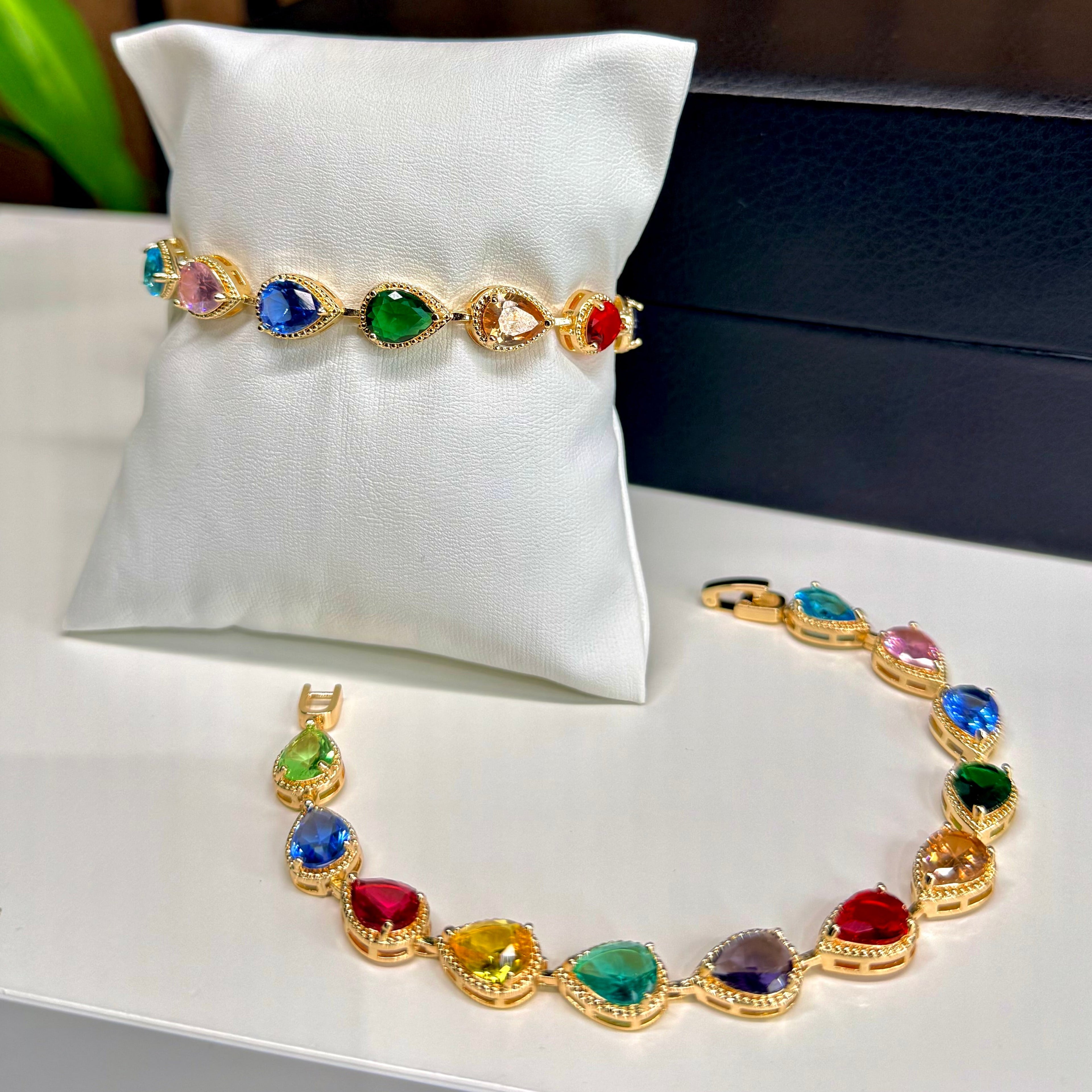 Multi-color Teardrop Crystal Bracelet