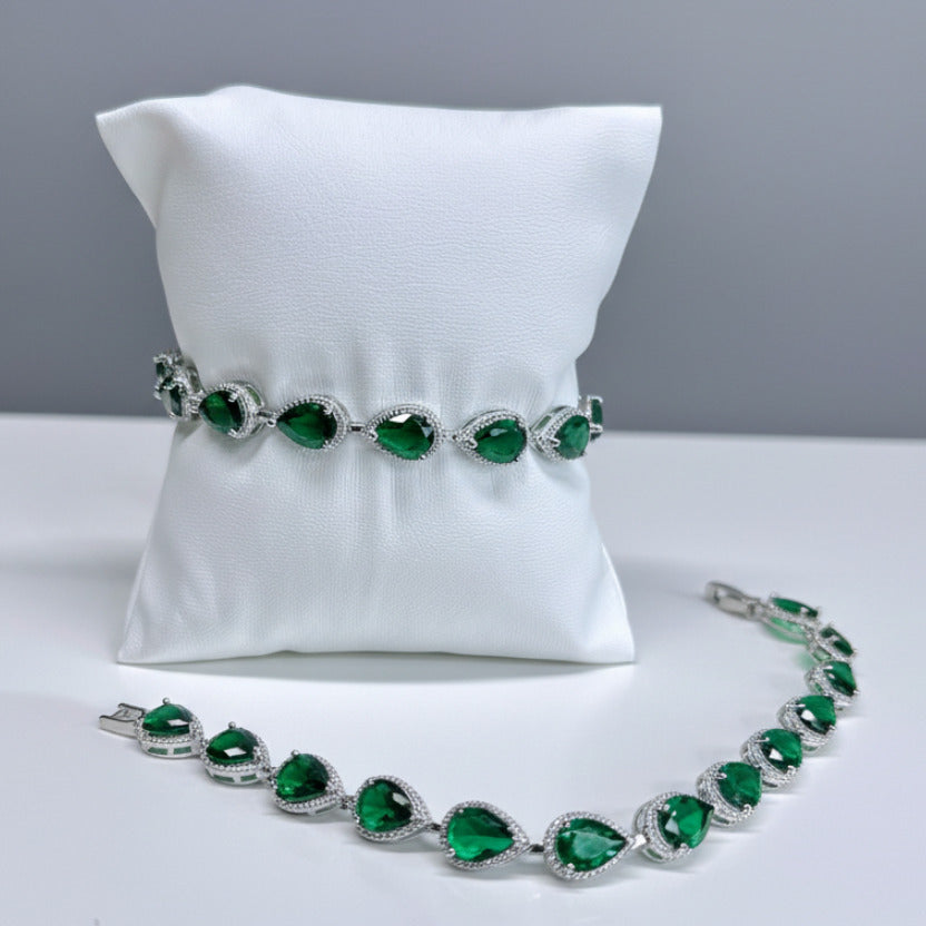 Emerald Teardrop Crystal Bracelet