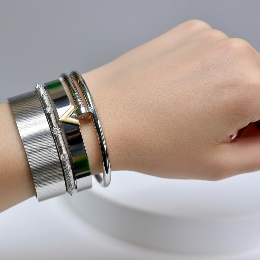 Silver Luxe Bangle Stack