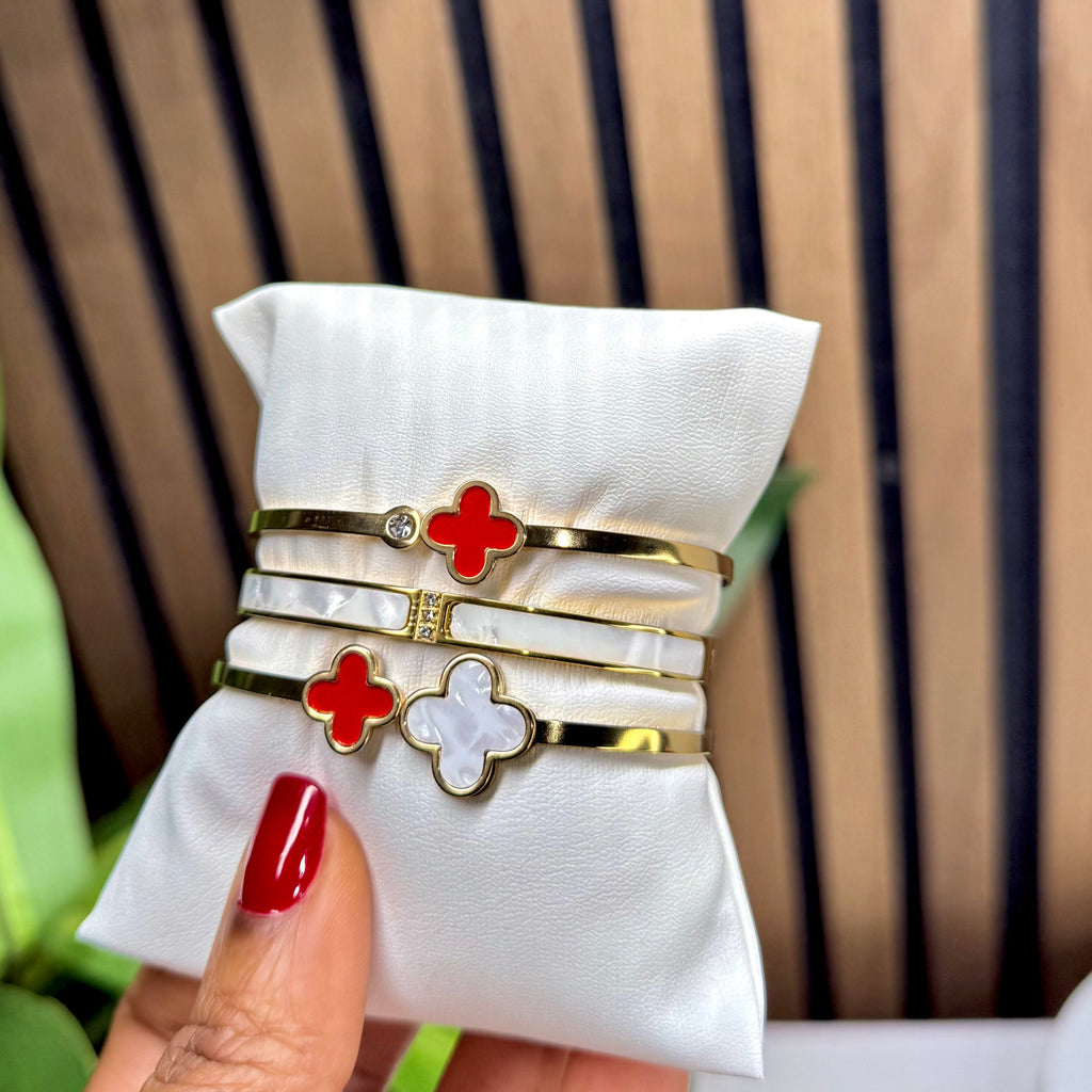 Clover Charm Bangle Stack