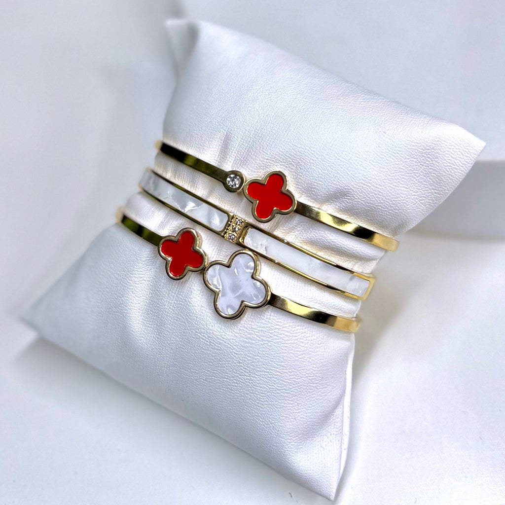 Clover Charm Bangle Stack
