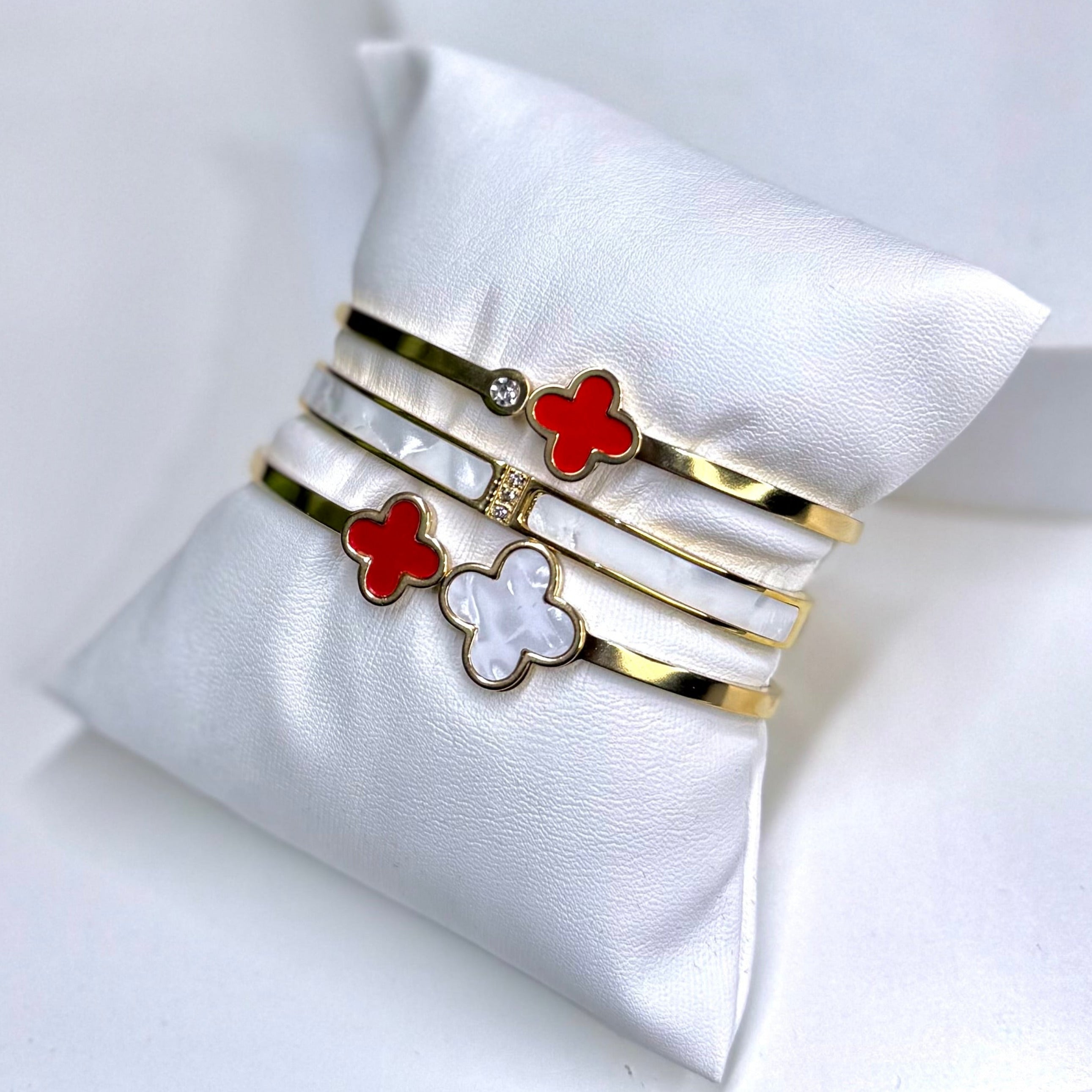 Clover Charm Bangle Stack