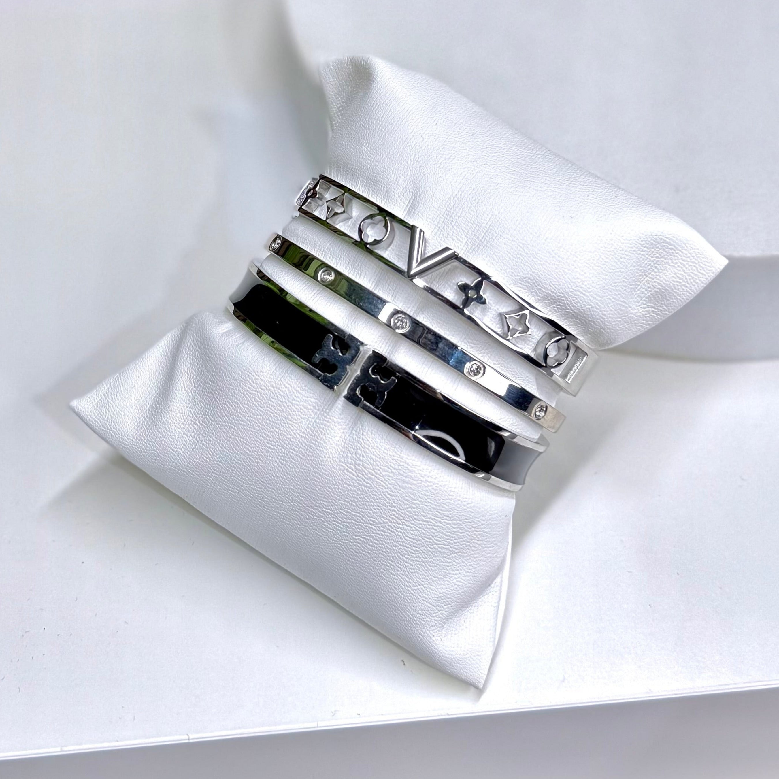 Silver-Black Luxe Bangle Stack